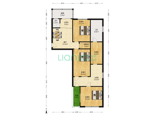 燕子山西路20号 4室1厅2卫 69平方