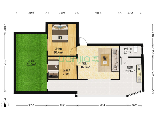 北门街25号 2室1厅1卫 48平方
