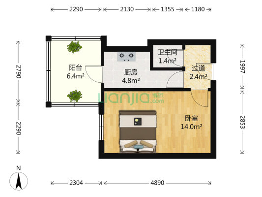 三棵树十字商业街 1室0厅1卫 31平方