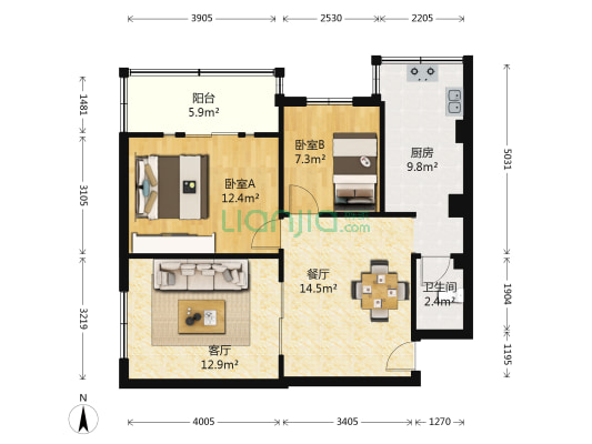 石人中巷7号 2室2厅1卫 75平方