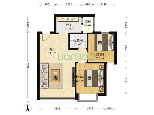 侨林苑 2室1厅1卫 62平方