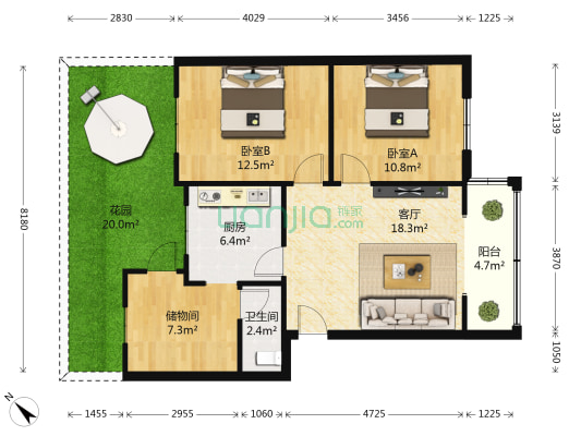 浦兴街169号 2室1厅1卫 67平方