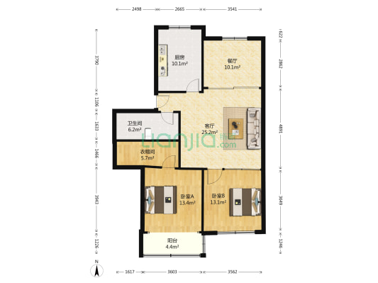 怡海园北区 2室2厅1卫 108平方