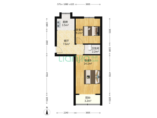 油运小区 2室1厅1卫 55平方