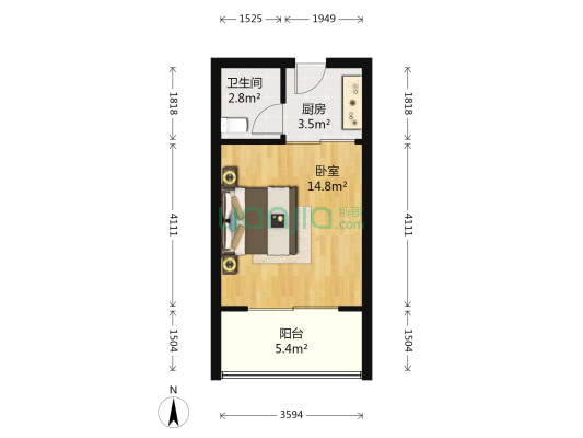 蓝天佳苑 1室0厅1卫 36平方