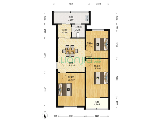 中华南大街474号 3室1厅1卫 94平方