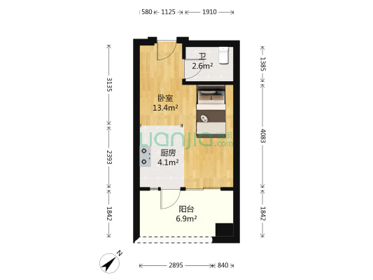 景瑞西联社 1室0厅1卫 34平方