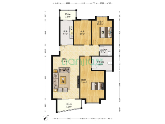 绿苑小区悠然居北区 3室1厅2卫 120平方