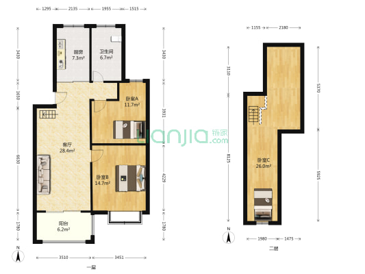 嘉兴苑 3室1厅1卫 84平方