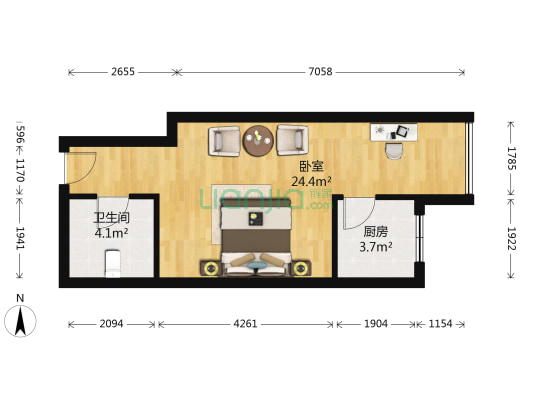 帝湖东王府 1室0厅1卫 46平方