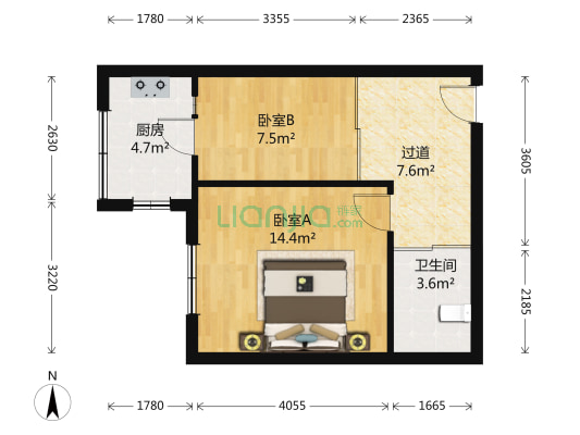 福禄家园 2室0厅1卫 49平方