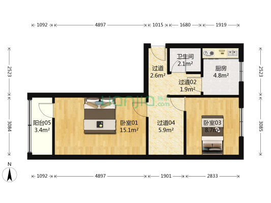 学院南路84号 2室0厅1卫 60平方