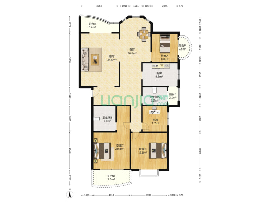 陶然精舍 4室2厅2卫 176平方