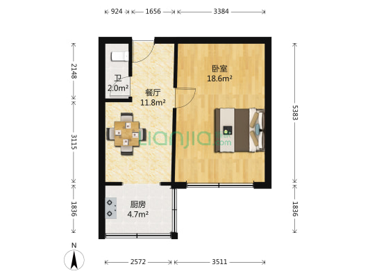 增福街 1室1厅1卫 44平方