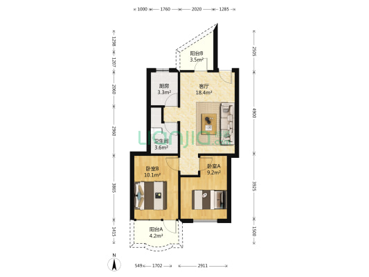 宜福阁 2室1厅1卫 62平方