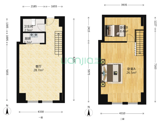 奥山创意街区 2室1厅1卫 62平方