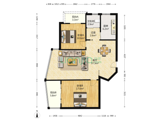 宝业城市绿苑东区 2室1厅1卫 101平方