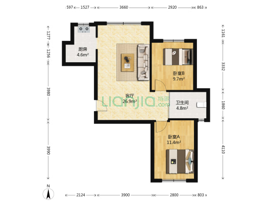耶鲁印象 2室1厅1卫 80平方