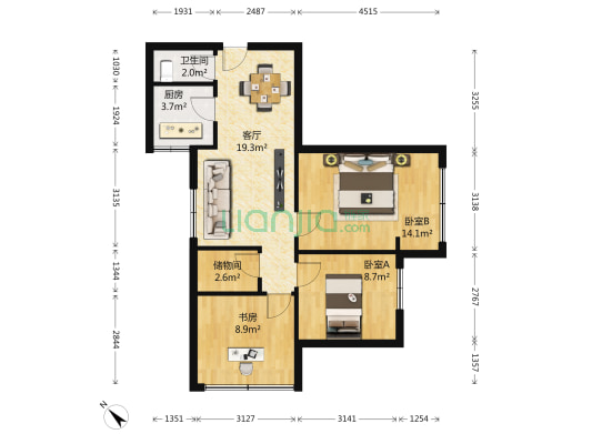 万吉广场 3室1厅1卫 92平方
