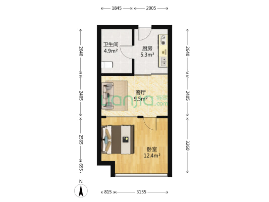 永泰名苑 1室1厅1卫 49平方