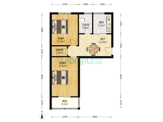 水西门大街95号 2室1厅1卫 64平方