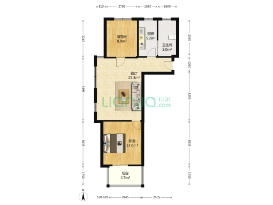 力达易居时代 1室1厅1卫 85平方