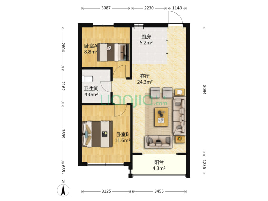 碧桂园银河城繁华里 2室1厅1卫 83平方