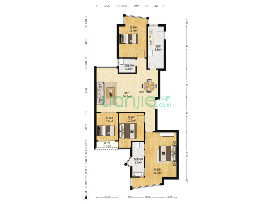 利君明天 4室1厅2卫 139平方