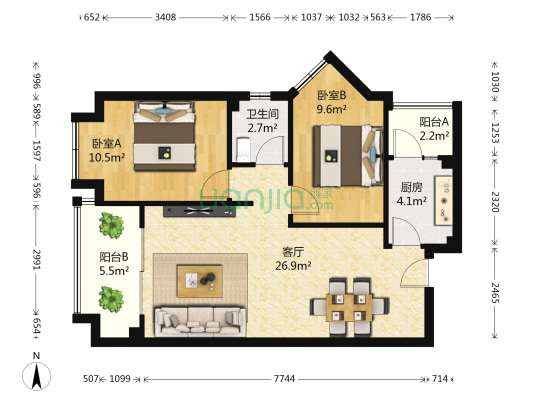 雅逸居 2室1厅1卫 72平方
