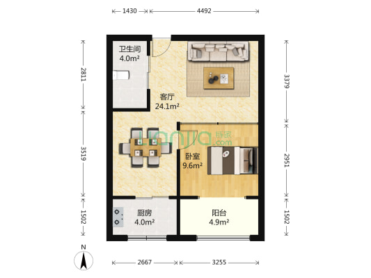 玉树临居 1室1厅1卫 62平方