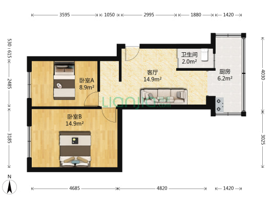 解困小区 2室1厅1卫 58平方
