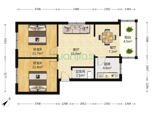 景德二巷48号院 2室2厅1卫 68平方