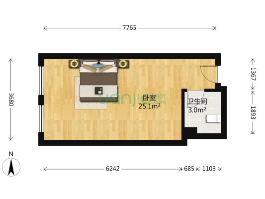 云集国际广场 1室0厅1卫 42平方