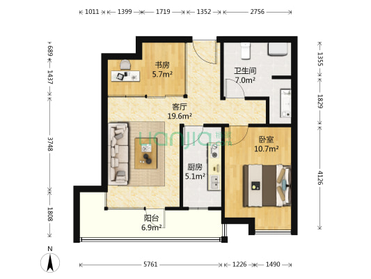 悦丽海湾 2室1厅1卫 82平方
