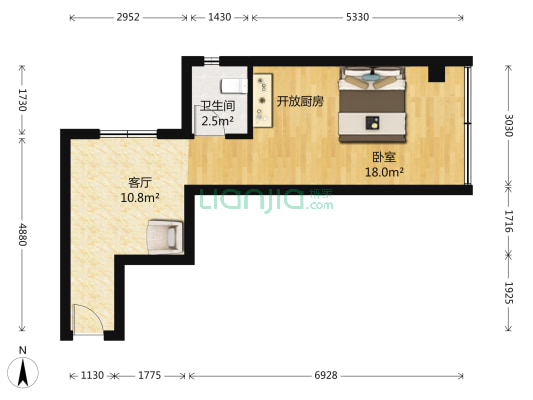 华强广场 1室1厅1卫 48平方