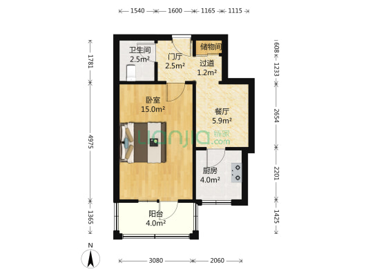 东四十条甲34号院 1室1厅1卫 47平方