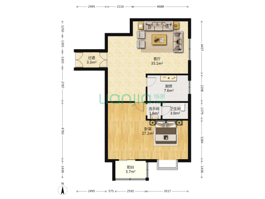 翔瑞宜人家园 1室1厅2卫 110平方