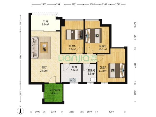 豪骏名苑 3室1厅1卫 94平方
