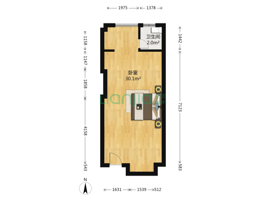 利豪名郡 1室0厅1卫 48平方