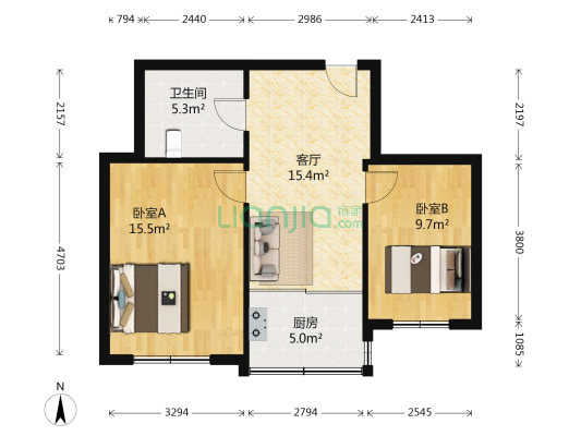 泊林和山 2室1厅1卫 66平方