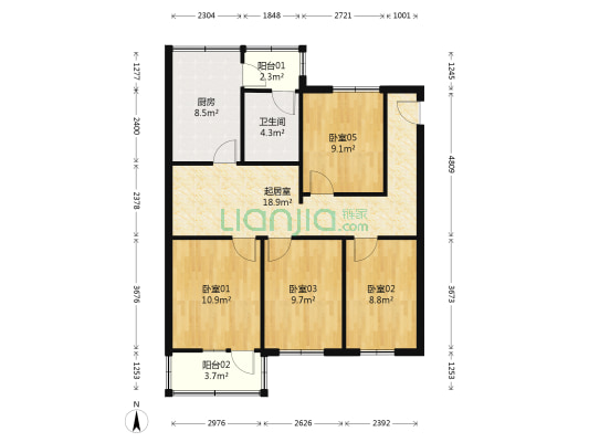 香蜜新村 4室1厅1卫 85平方