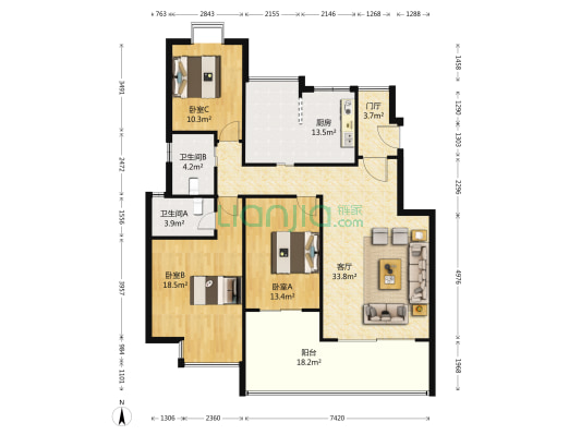 国信慧谷山居 3室1厅2卫 116平方