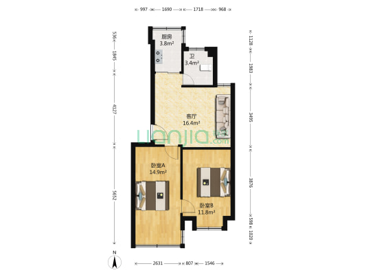 春园小区三期 2室1厅1卫 55平方