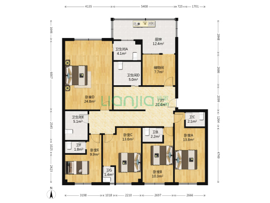 迎宾花园 5室0厅7卫 223平方