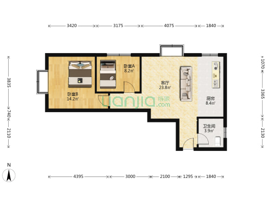 禾木花苑一期 2室1厅1卫 79平方
