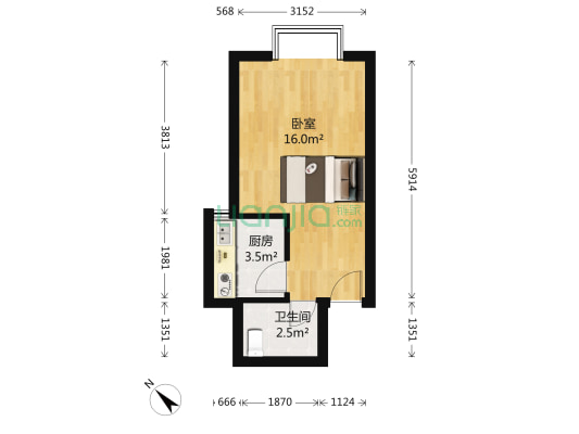 金象左右 1室0厅1卫 33平方