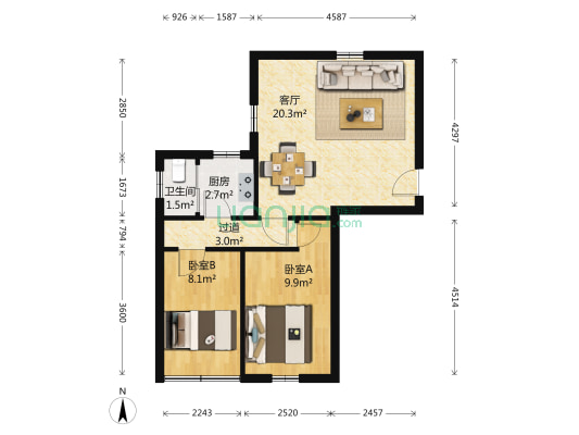 长堤大马路 2室1厅1卫 56平方