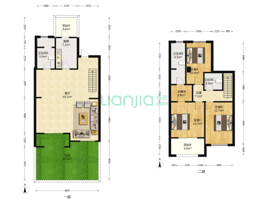 竹径云山二期 3室1厅3卫 119平方