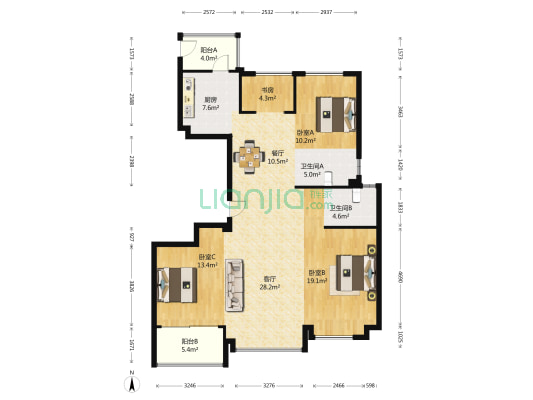 江山万里一期 4室2厅2卫 137平方
