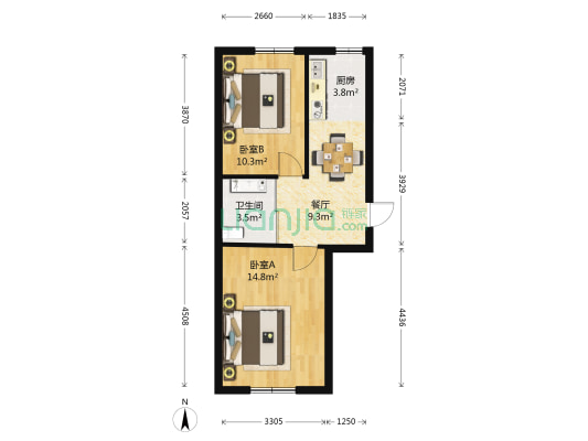 紫晶城D区 2室1厅1卫 62平方